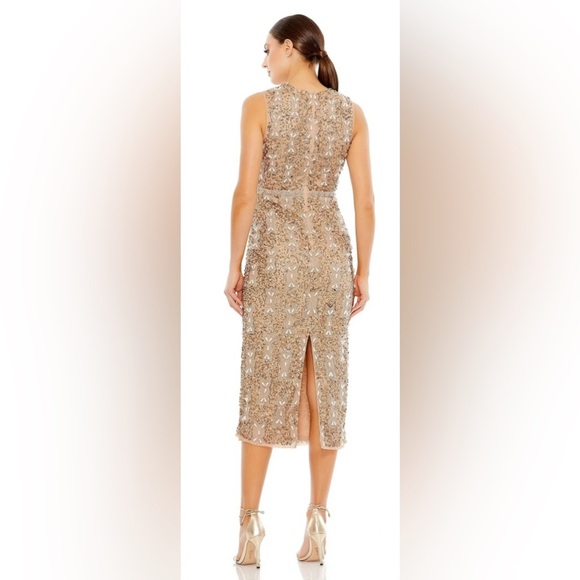 Elegant Gold Sleeveless Dress Mac Duggal Style 93764 Size 12 NWT - Picture 3 of 8